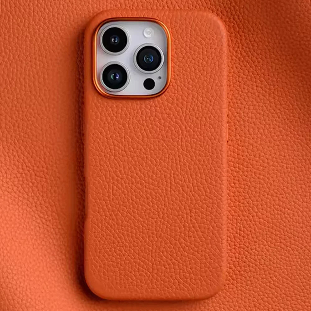 iPhone 16 Pro Max Melkco Origin Paris Premium Leather Magsafe Cover - Orange - Tashqila iPhone 16 Pro Max Melkco Origin Paris Premium Leather Magsafe Cover - Orange - Tashqila